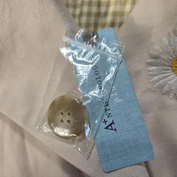 Anthropologie Maeve Daisy Embroidered Trench Coat Beige Plus Size 20W NWT - Picture 7 of 9